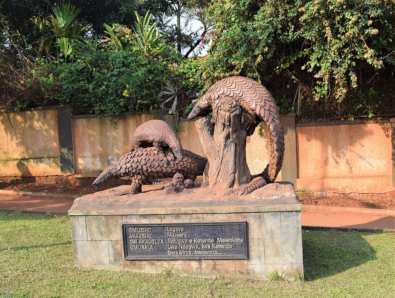 Lugave clan pangolin totem sculpture on the Buganda Royal Mile in Mengo